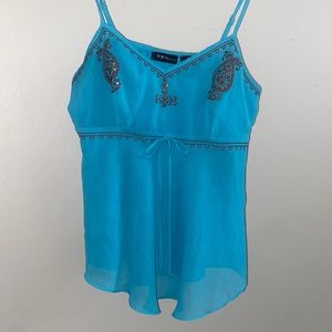 blue flowy tank top size medium petite